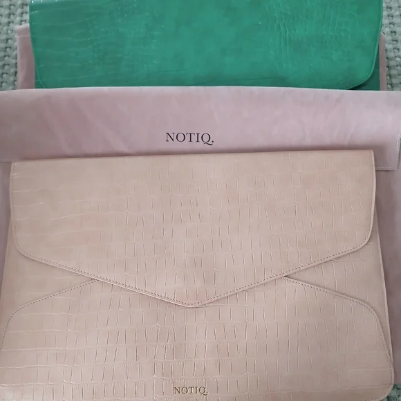 NOTIQ Leather Laptop Case Tech Clutch With Dust Bag - Picture 8 of 11